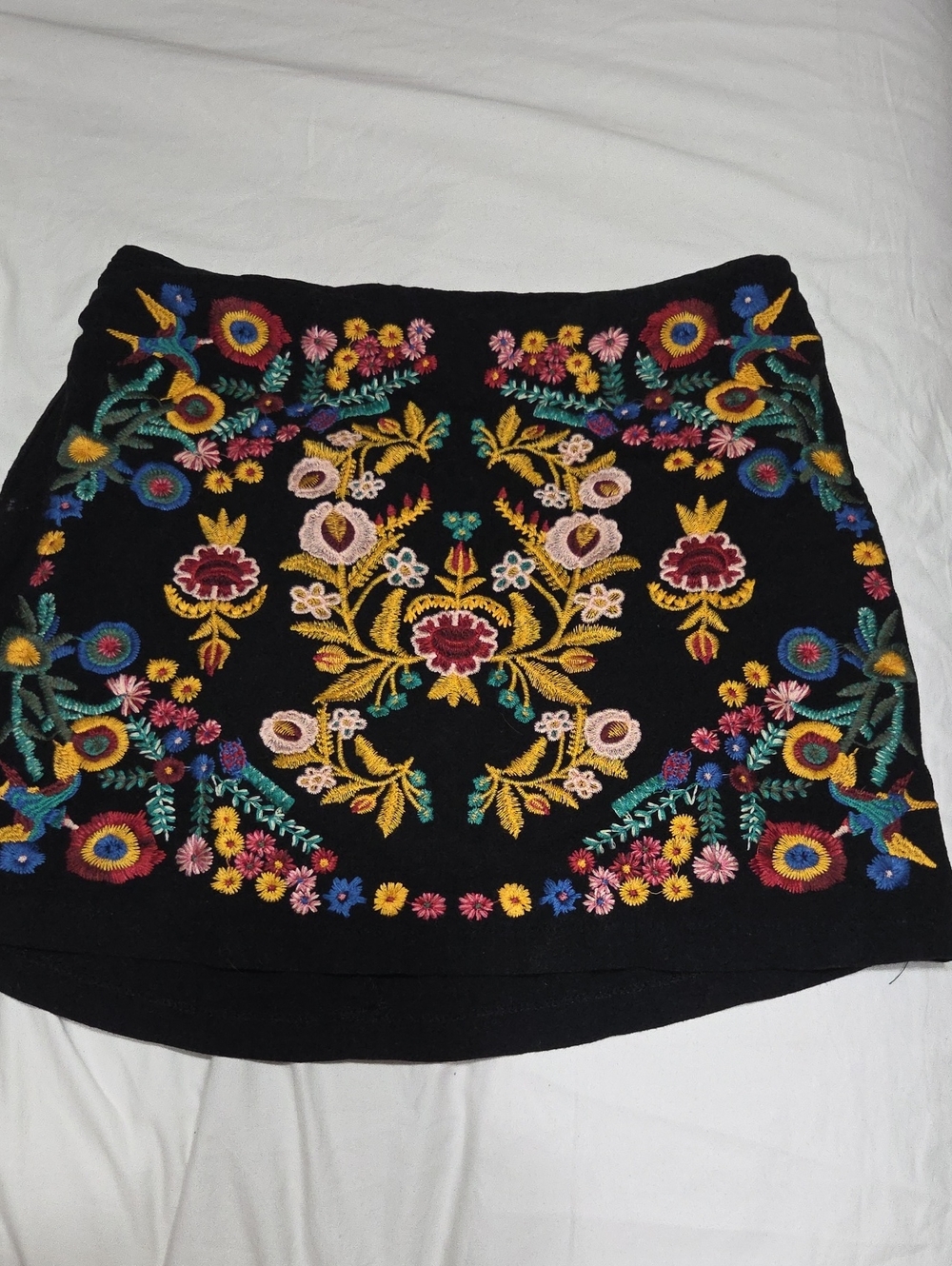Black Embroidered Floral Mini Skirt Umgee